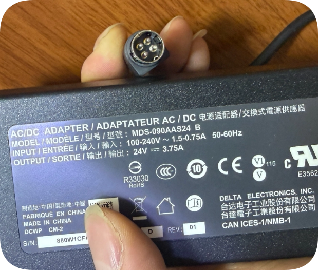 *Brand NEW*24V3.75A four-pin 4-pin 4-core 4-hole Delta power adapter MDS-090AAS24B charger cable Power Supply